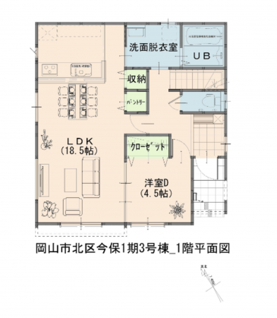 岡山市北区今保、新築一戸建ての間取り画像です