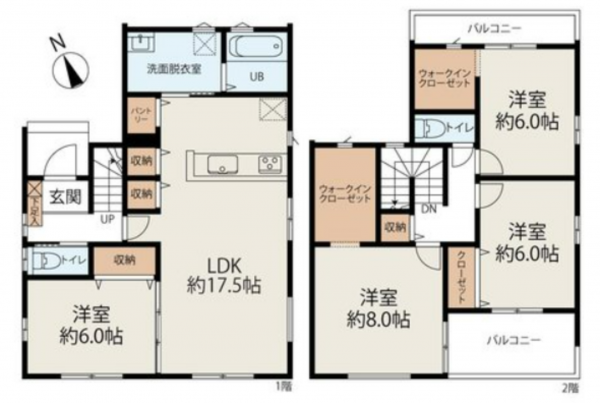岡山市北区今保、新築一戸建ての間取り画像です