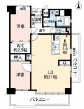 岡山市北区東島田町、マンションの間取り画像です