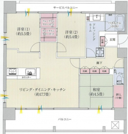 岡山市北区北長瀬表町、マンションの間取り画像です