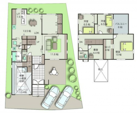 岡山市北区芳賀、新築一戸建ての間取り画像です