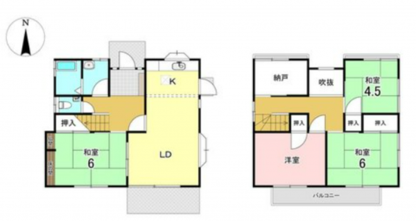 岡山市北区学南町、中古一戸建ての間取り画像です