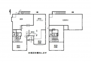 岡山市北区平野、収益物件/店舗付住宅の間取り画像です