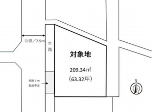 岡山市北区西崎、土地の間取り画像です