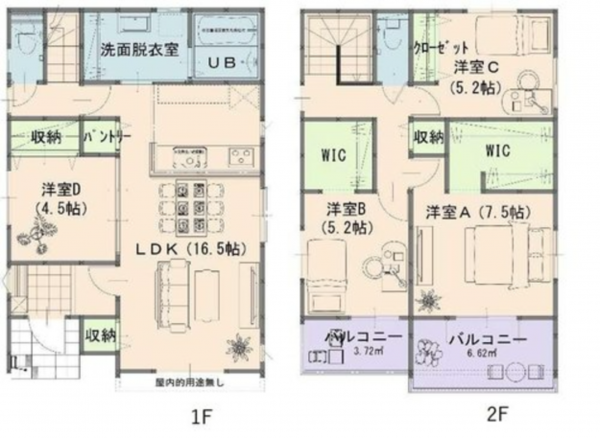 岡山市北区津高、新築一戸建ての間取り画像です