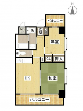 岡山市北区清輝本町、マンションの間取り画像です