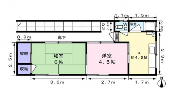 岡山市北区奉還町、収益物件/店舗付住宅の間取り画像です