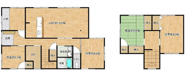岡山市北区久米、中古一戸建ての間取り画像です