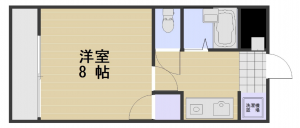 岡山市北区伊島町、マンションの間取り画像です