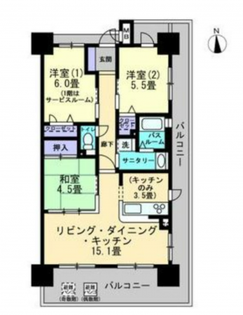 岡山市北区西島田町、マンションの間取り画像です