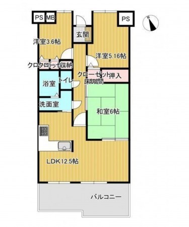 岡山市北区七日市西町、マンションの間取り画像です