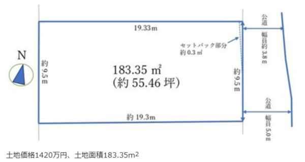 岡山市北区津高、土地の間取り画像です