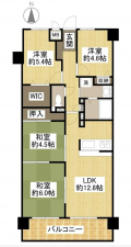 岡山市北区西之町、マンションの間取り画像です