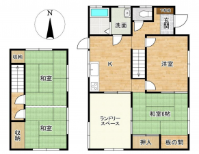 岡山市北区高松、中古一戸建ての間取り画像です