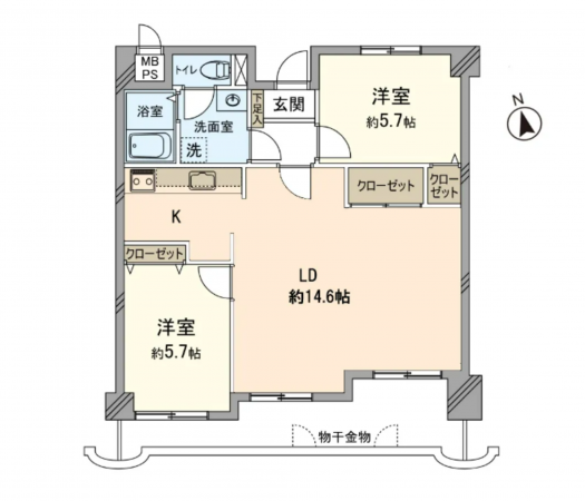 岡山市北区大元駅前、マンションの間取り画像です