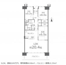 岡山市北区島田本町、マンションの間取り画像です