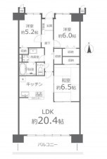 岡山市北区今、マンションの間取り画像です