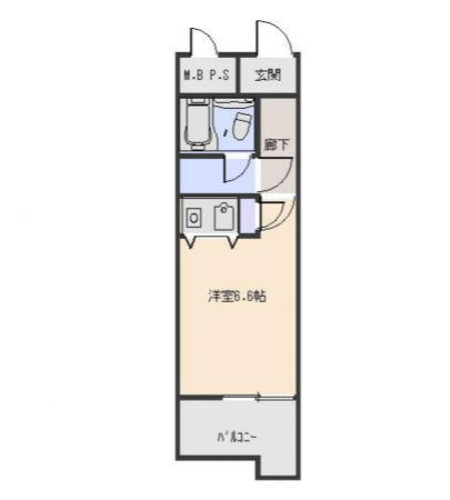 岡山市北区中山下、マンションの間取り画像です