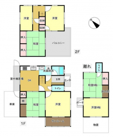岡山市北区建部町下神目、中古一戸建ての間取り画像です