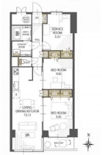 岡山市北区柳町、マンションの間取り画像です