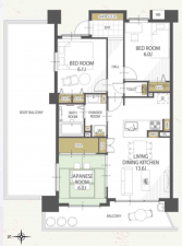 岡山市北区上中野、マンションの間取り画像です