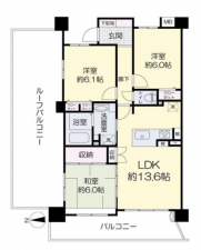 岡山市北区上中野、マンションの間取り画像です