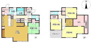 岡山市北区万成西町、中古一戸建ての間取り画像です