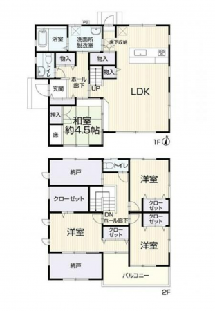 岡山市北区辰巳、中古一戸建ての間取り画像です