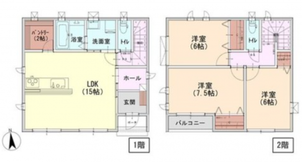 岡山市北区庭瀬、新築一戸建ての間取り画像です