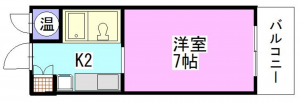 岡山市北区幸町、マンションの間取り画像です