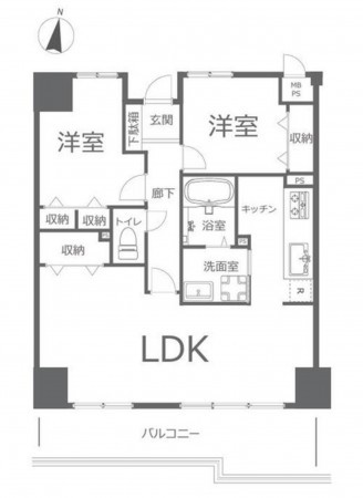 岡山市北区西古松西町、マンションの間取り画像です