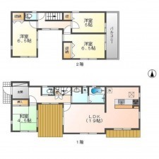 岡山市北区伊福町、中古一戸建ての間取り画像です