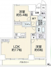 岡山市北区国体町、マンションの間取り画像です