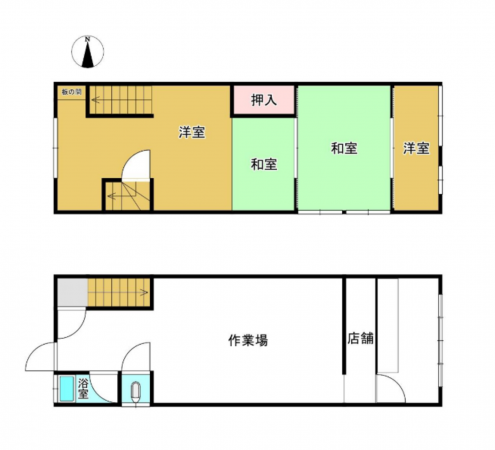岡山市北区伊福町、収益物件/店舗の間取り画像です