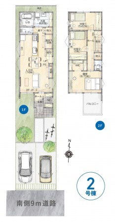岡山市北区平田、新築一戸建ての間取り画像です