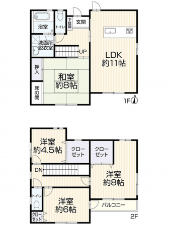 岡山市北区津高、中古一戸建ての間取り画像です