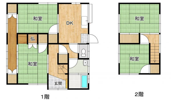 岡山市北区惣爪、中古一戸建ての間取り画像です