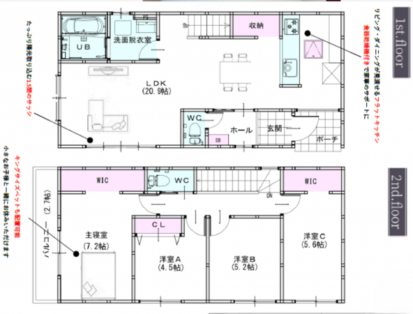 岡山市北区一宮、新築一戸建ての間取り画像です