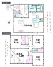 岡山市北区辛川市場、新築一戸建ての間取り画像です