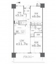 岡山市北区新屋敷町、マンションの間取り画像です