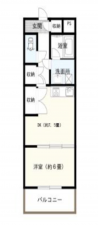 岡山市北区奥田、マンションの間取り画像です