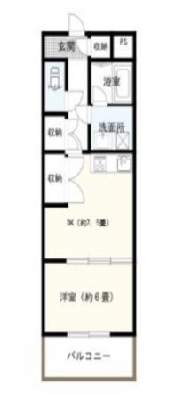 岡山市北区奥田、マンションの間取り画像です