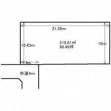 岡山市北区庭瀬、土地の間取り画像です