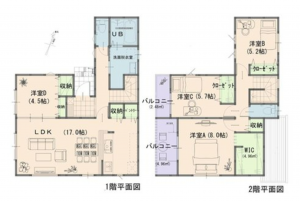 岡山市北区撫川、新築一戸建ての間取り画像です