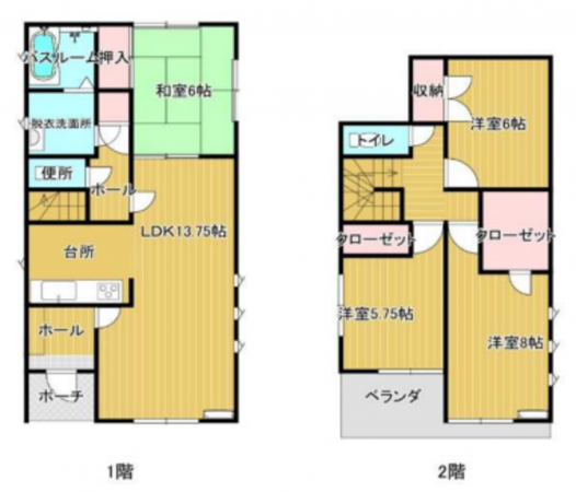 岡山市北区一宮、中古一戸建ての間取り画像です
