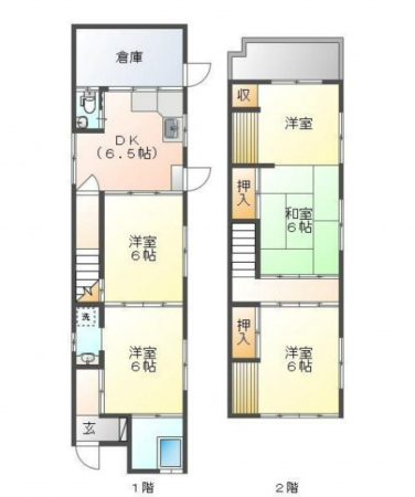 岡山市北区建部町福渡、中古一戸建ての間取り画像です