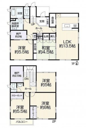 岡山市北区津高、中古一戸建ての間取り画像です