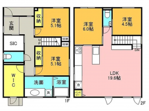岡山市北区平野、中古一戸建ての間取り画像です