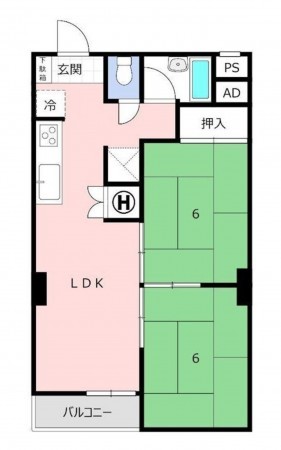 岡山市北区津島東、マンションの間取り画像です