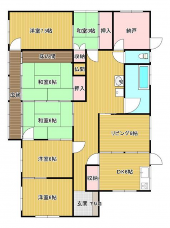 岡山市北区御津野々口、中古一戸建ての間取り画像です